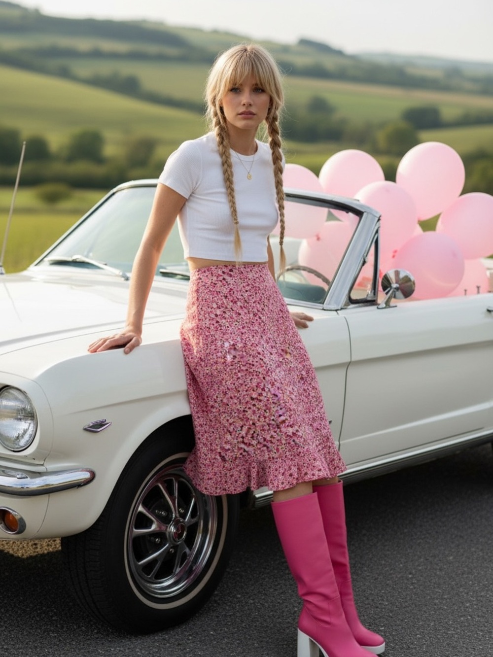 35th & 10th Vintage Pink Floral Midi Skirt - Women's Skirt